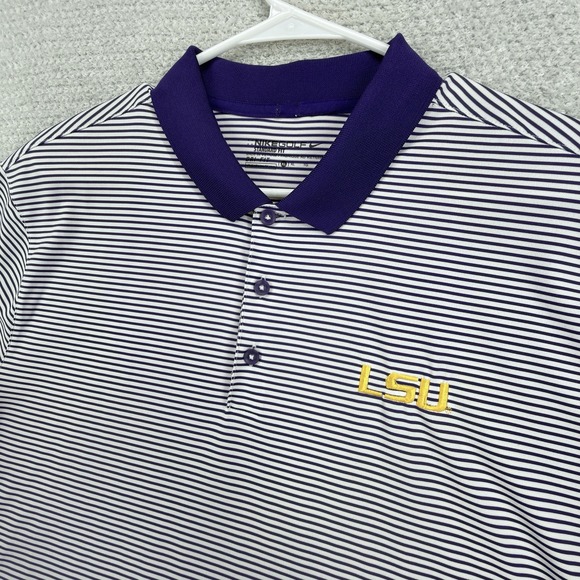 Nike Other - Nike Golf Dri-FIT LSU Tigers Striped Polo Shirt Men's XL Purple White NCAA